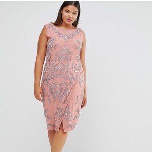 ASOS detailed evening party bead bling plus dress